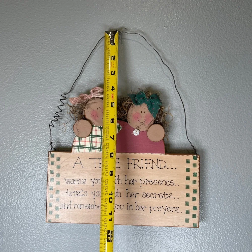 Friendship Vintage Decorative Hand Painted Wooden Wall Hanging Folk Art‎ Style